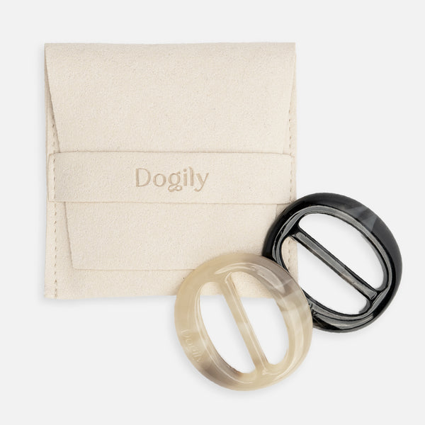 Pet accessories | Scarf ring buckle| Dogily Granite Scarf Buckle Set (2pcs) Black and Beige