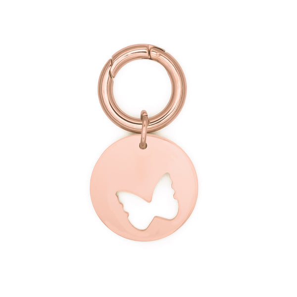 Lillia Rose Gold Open Butterfly Pet Tag | 14K Rose Gold Luxury Pet Accessories - Dogily