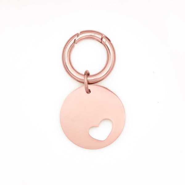 Elin Rose Gold Open Heart Pet Tag | 14K Rose Gold Luxury Pet Accessories - Dogily