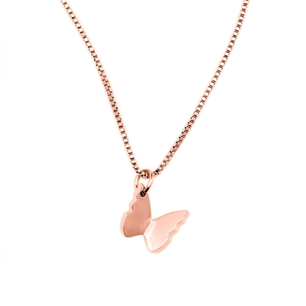 Lillia Rose Gold Butterfly Pendant Necklace | 14K Rose Gold Necklace Accessories - Dogily