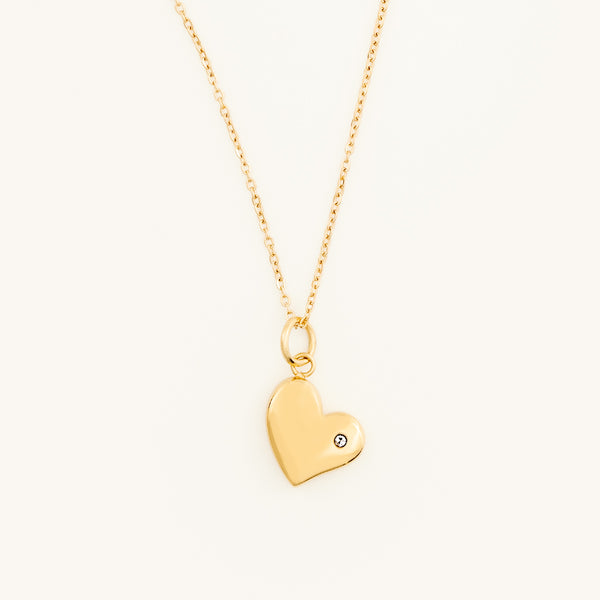 Elin Gold Heart Pendant Necklace, CZ Stone | 14K Gold Necklace Accessories - Dogily