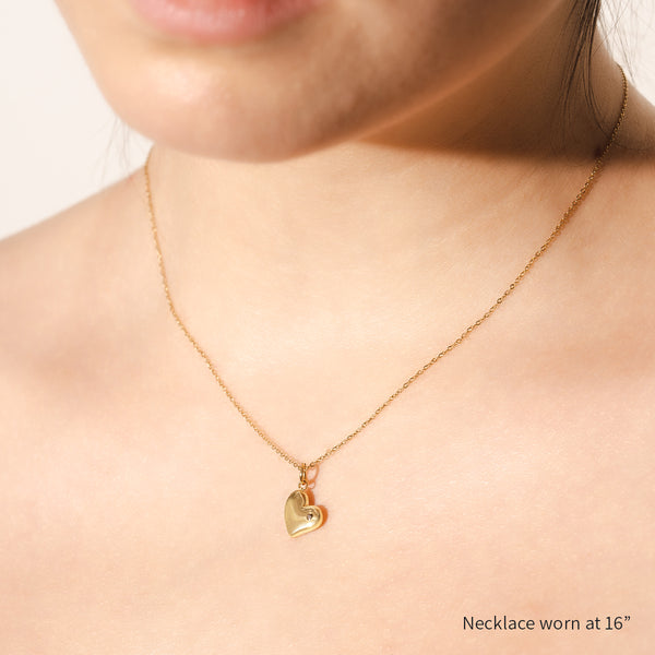Elin Gold Heart Pendant Necklace, CZ Stone | 14K Gold Necklace Accessories - Dogily