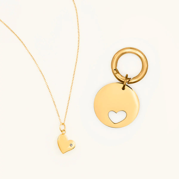 Elin Heart Shape Best Friend Set | 14K Gold Necklace & Pet Tag | Pet Accessories - Dogily