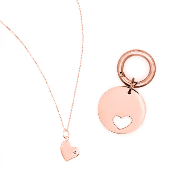 Elin Heart Shape Best Friend Set | 14K Rose Gold Necklace & Pet Tag | Pet Accessories - Dogily